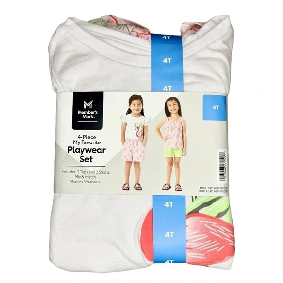 Girls Shirt & Shorts Matching Sets, 4 Pieces, 2 Outfits 2T & 4T​ - Picture 1 of 5